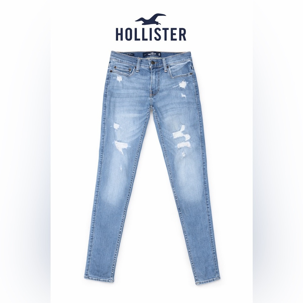Hollister Super Skinny Distressed Light Wash Jeans Stretch
